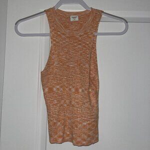 Abercrombie & Fitch Orange High Neck Sweater Material Tank